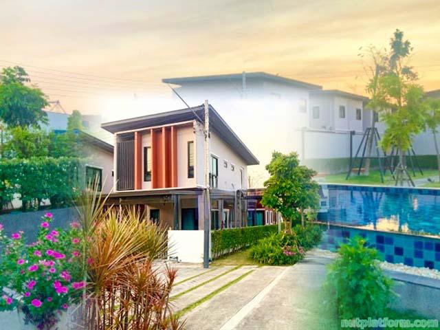 บ้านหลังมุม 2 ชั้น 4 นอน ต้อนรับต่างชาติ เฟอร์หรูครบ 4นอน 5แอร์ รพ.วิภาราม อมตะนคร 5.1 กม.  3 น้ำ 39 ตร.วา.282 ตร.ม.หรูรา  
