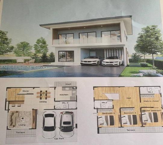 บ้านเดี่ยว 2 ชั้น สไตล์โมเดิร์น โครงการ ภูฟ้าการ์เด้นโฮม สารภี 